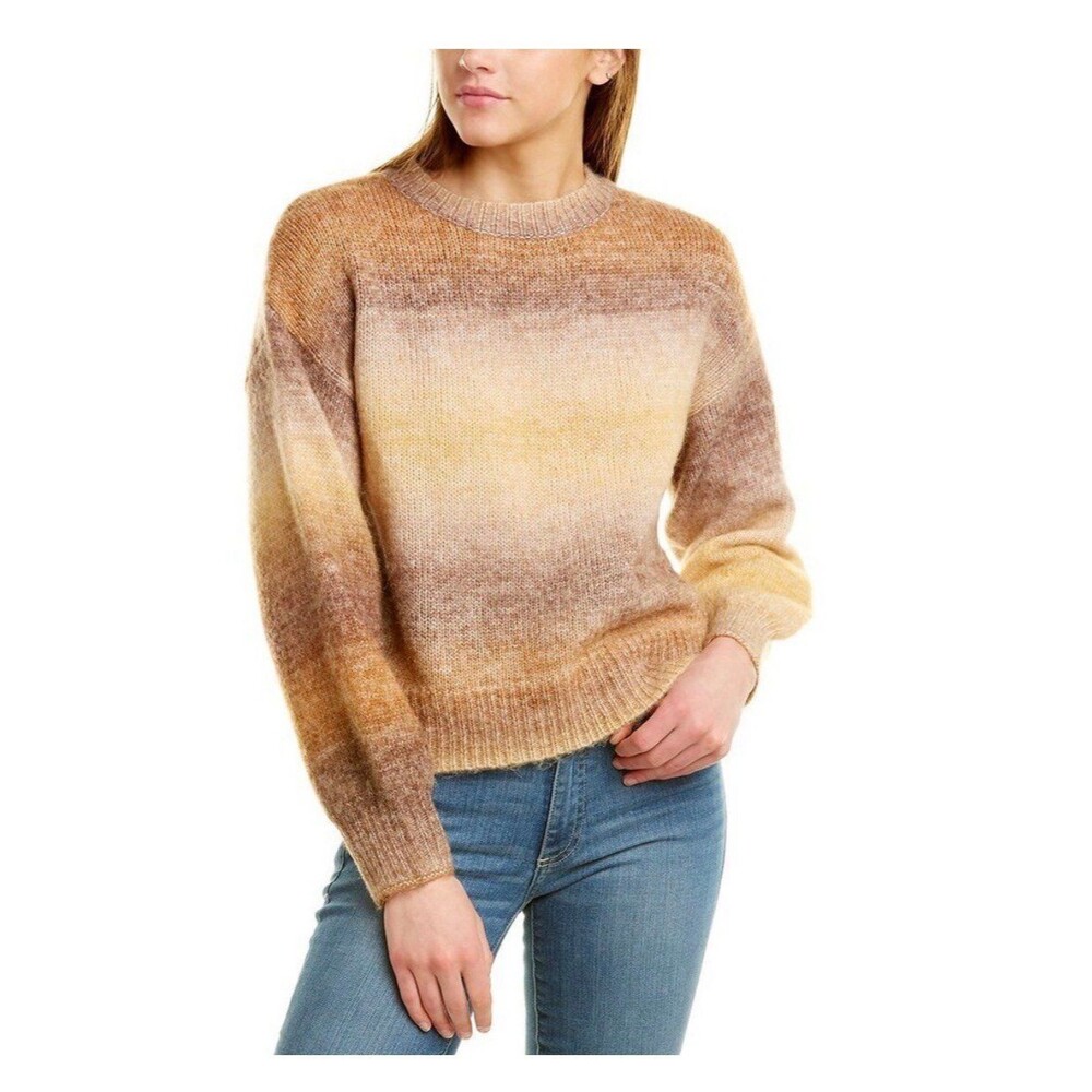 Molly Bracken Sweater Women's Size Small Ombre Striped Crewneck Wool Sweater